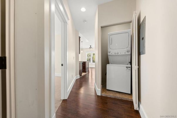 Interior, Recessed Lighting, Utility Closets, Washer, Wood Texture Flooring