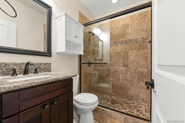 Bathroom, Glass Shower, Interior, Recessed Lighting