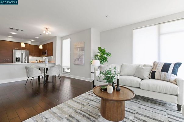 Dining room, Interior, Kitchen, Living room, Pendant Lights, Recessed Lighting, Stainless Steel Appliances, Wood Texture Flooring