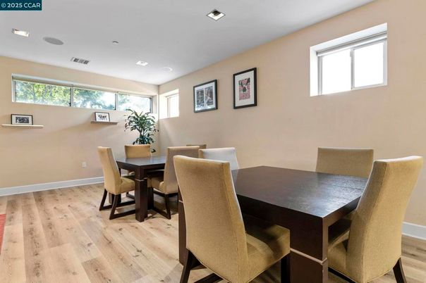 Dining room, Interior, Recessed Lighting, Wood Texture Flooring