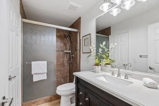 Bathroom, Glass Shower, Interior, Wood Texture Flooring
