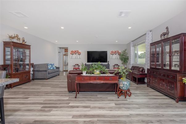 Interior, Living room, Recessed Lighting, Wood Texture Flooring