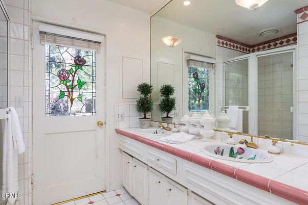Bathroom, Dual Sink Vanities, Glass Shower, Interior, Recessed Lighting, Tile Countertops