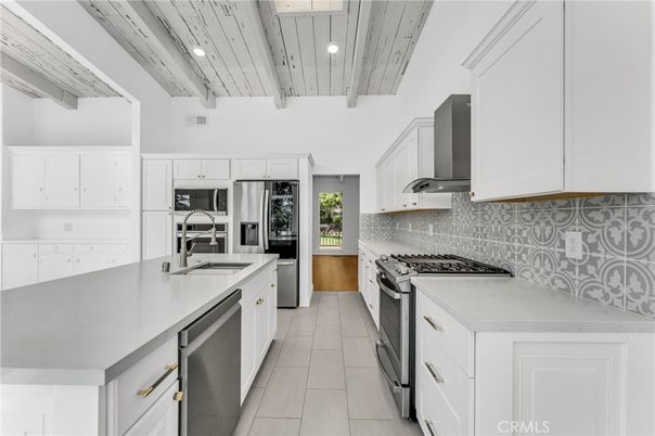 Interior, Kitchen, Recessed Lighting, Stainless Steel Appliances, Wooden Ceilings