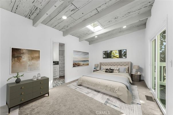 Bedroom, Interior, Recessed Lighting, Wooden Beams