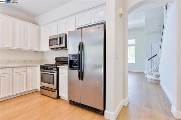 Interior, Kitchen, Stainless Steel Appliances, Wood Texture Flooring