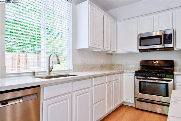 Interior, Kitchen, Stainless Steel Appliances, Wood Texture Flooring