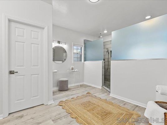 Bathroom, Interior, Recessed Lighting, Wood Texture Flooring