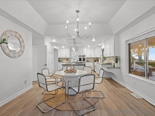 Chandelier, Dining room, Interior, Kitchen, Wood Texture Flooring