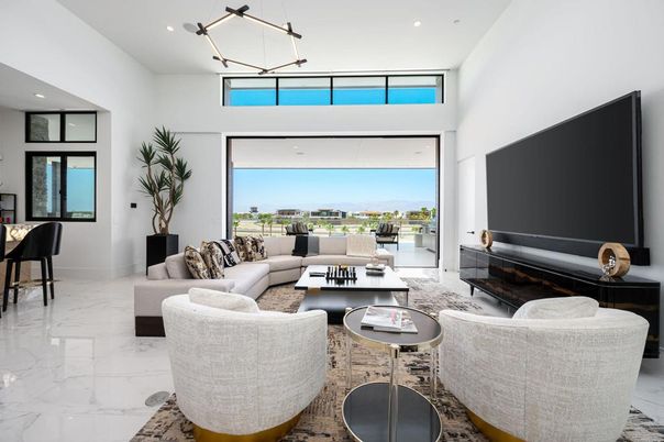 Interior, Living room, Marble, Pendant Lights, Recessed Lighting