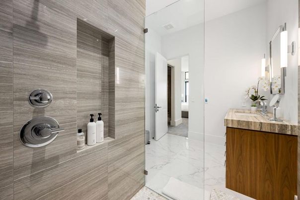 Bathroom, Glass Shower, Interior, Marble