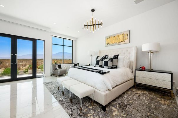Bedroom, Interior, Marble, Pendant Lights, Recessed Lighting