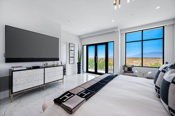 Bedroom, Interior, Marble, Recessed Lighting