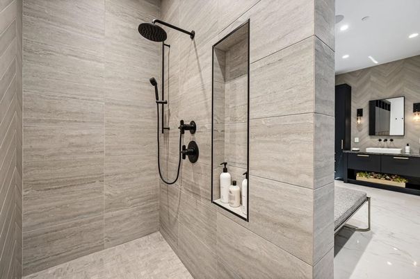 Bathroom, Glass Shower, Interior, Recessed Lighting
