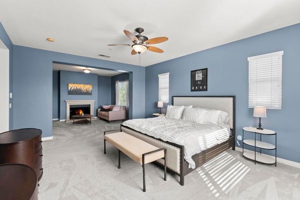 Bedroom, Fireplace, Interior
