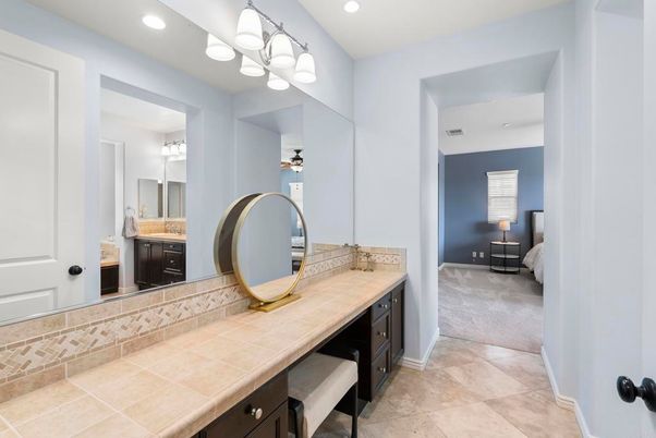 Bathroom, Bedroom, Dual Sink Vanities, Interior, Recessed Lighting, Tile Countertops