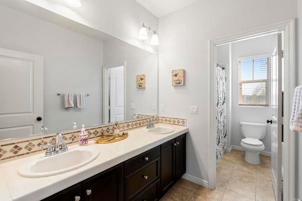 Bathroom, Dual Sink Vanities, Interior, Tile Countertops