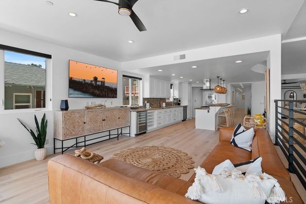 Interior, Kitchen, Living room, Recessed Lighting, Stainless Steel Appliances, Wood Texture Flooring