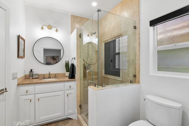 Bathroom, Glass Shower, Interior, Recessed Lighting