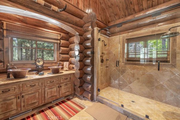 Bathroom, Glass Shower, Interior, Wooden Ceilings, Wooden Walls