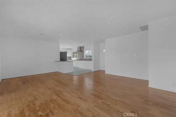 Empty room, Interior, Kitchen, Recessed Lighting, Wood Texture Flooring