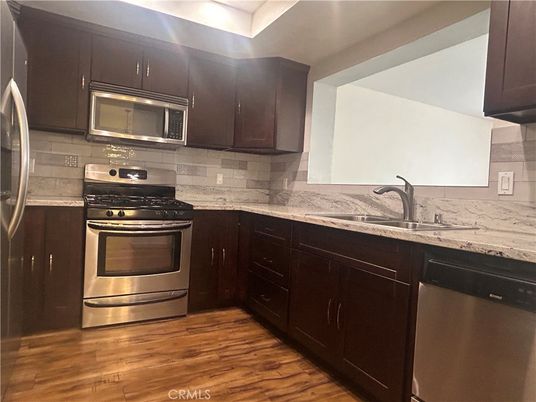Interior, Kitchen, Stainless Steel Appliances, Wood Texture Flooring