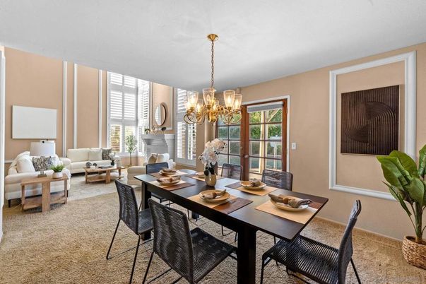 Chandelier, Dining room, Fireplace, Interior, Living room