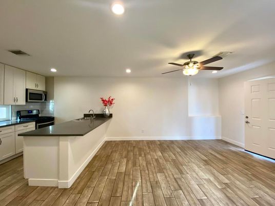 Interior, Kitchen, Recessed Lighting, Wood Texture Flooring