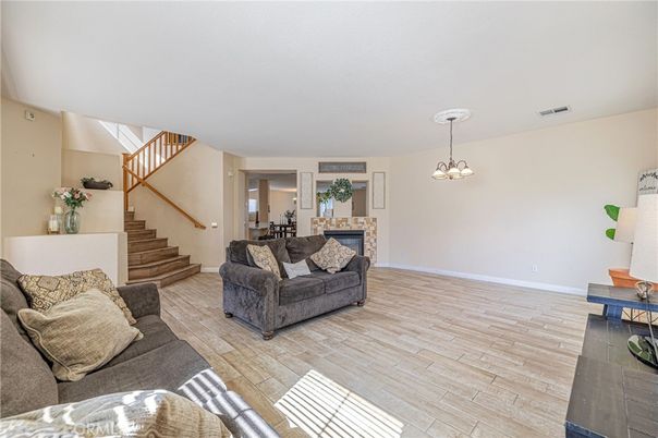 Interior, Living room, Pendant Lights, Wood Texture Flooring