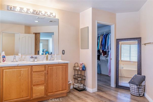 Bathroom, Dual Sink Vanities, Interior, Wood Texture Flooring