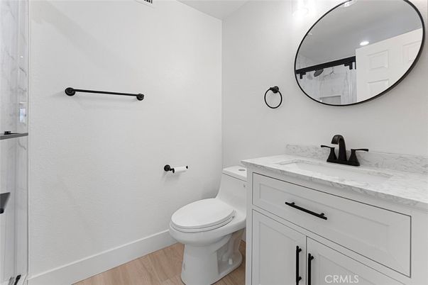 Bathroom, Interior, Recessed Lighting, Wood Texture Flooring