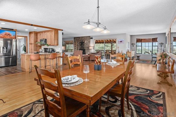 Dining room, Interior, Kitchen, Living room, Pendant Lights, Recessed Lighting, Wood Texture Flooring