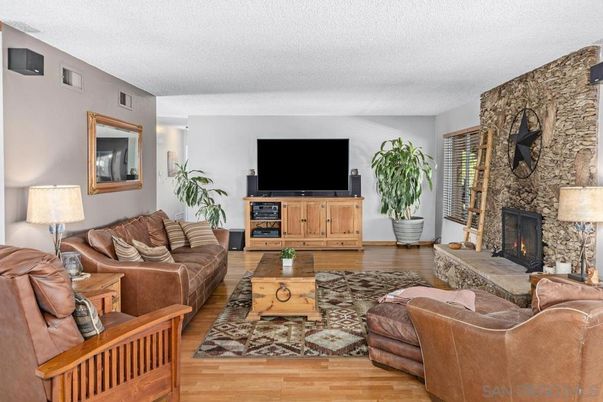Fireplace, Interior, Living room, Stone Walls, Wood Texture Flooring