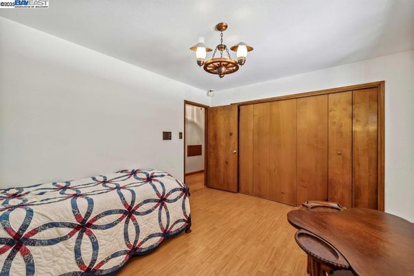 Bedroom, Chandelier, Interior, Wood Texture Flooring