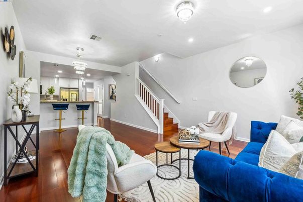 Interior, Kitchen, Living room, Pendant Lights, Recessed Lighting, Wood Texture Flooring