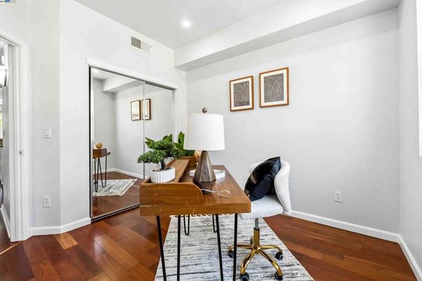 Home Office, Interior, Recessed Lighting, Wood Texture Flooring