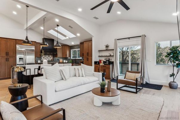 Interior, Kitchen, Living room, Pendant Lights, Recessed Lighting, Stainless Steel Appliances, Wood Texture Flooring