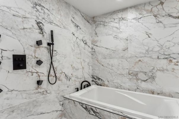 Bathroom, Interior, Marble Walls, Recessed Lighting