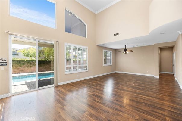 Empty room, Interior, Recessed Lighting, Wood Texture Flooring