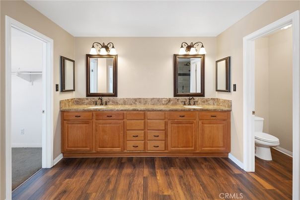 Bathroom, Dual Sink Vanities, Interior, Wood Texture Flooring