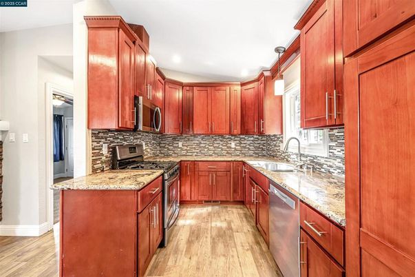 Interior, Kitchen, Recessed Lighting, Wood Texture Flooring