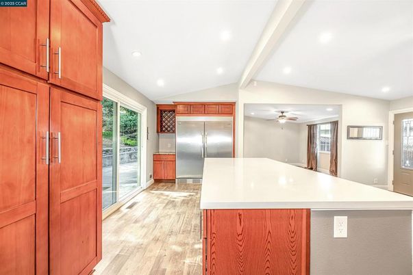 Interior, Kitchen, Recessed Lighting, Wood Texture Flooring