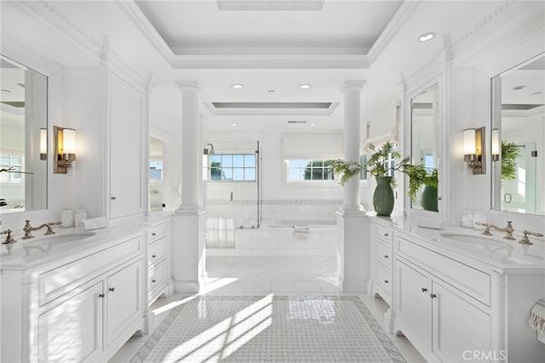 Bathroom, Dual Sink Vanities, Glass Shower, Interior, Recessed Lighting