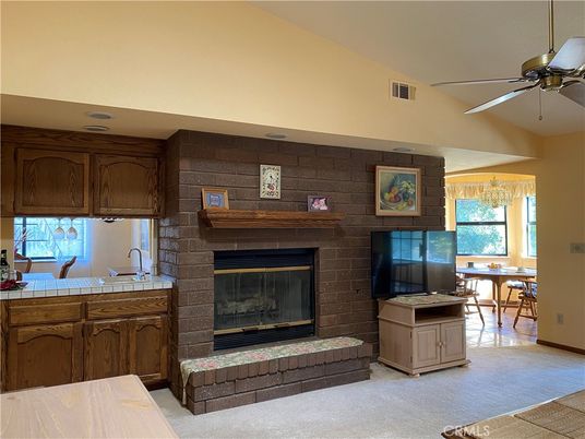 Dining room, Fireplace, Interior, Stone Walls, Wooden Walls