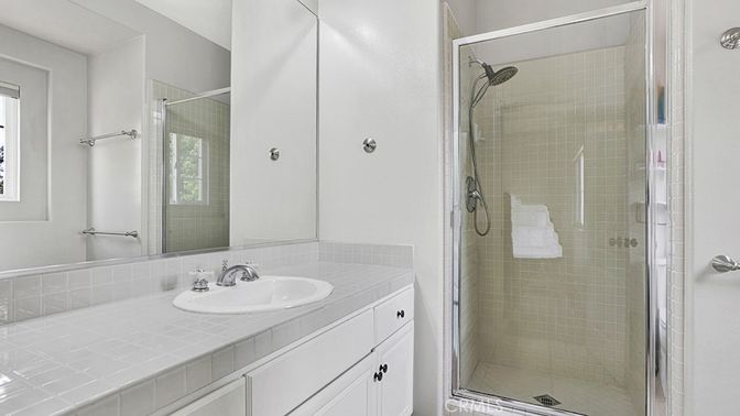 Bathroom, Glass Shower, Interior, Tile Countertops