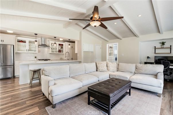 Interior, Kitchen, Living room, Pendant Lights, Recessed Lighting, Stainless Steel Appliances, Wood Texture Flooring
