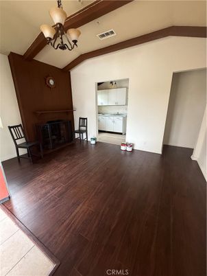 Chandelier, Empty room, Fireplace, Interior, Wood Texture Flooring