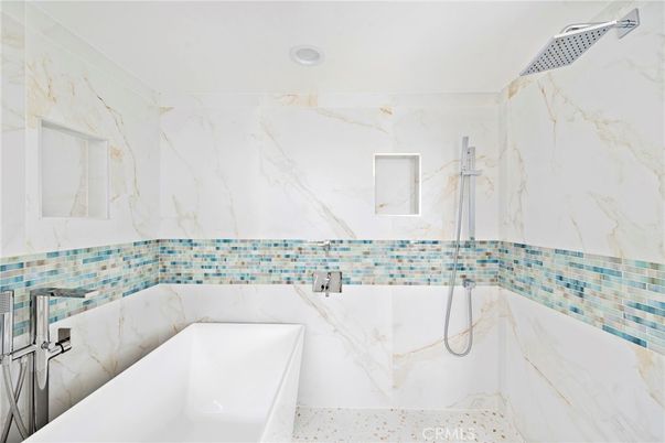 Bathroom, Interior, Marble Walls, Recessed Lighting