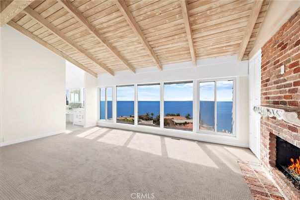 Empty room, Fireplace, Interior, Stone Walls, Water, Wooden Beams, Wooden Ceilings