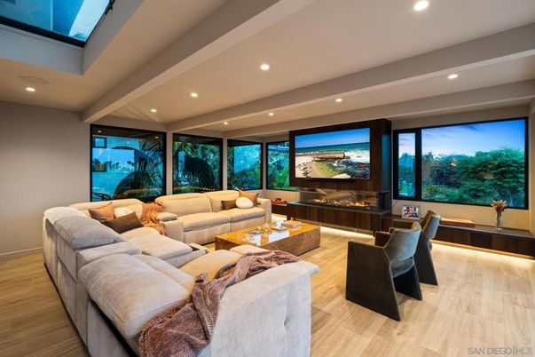 Interior, Living room, Recessed Lighting, Wood Texture Flooring